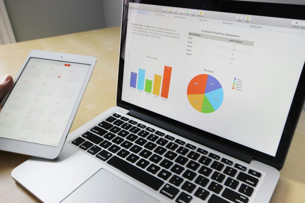 Tablet and laptop displaying charts and graphs