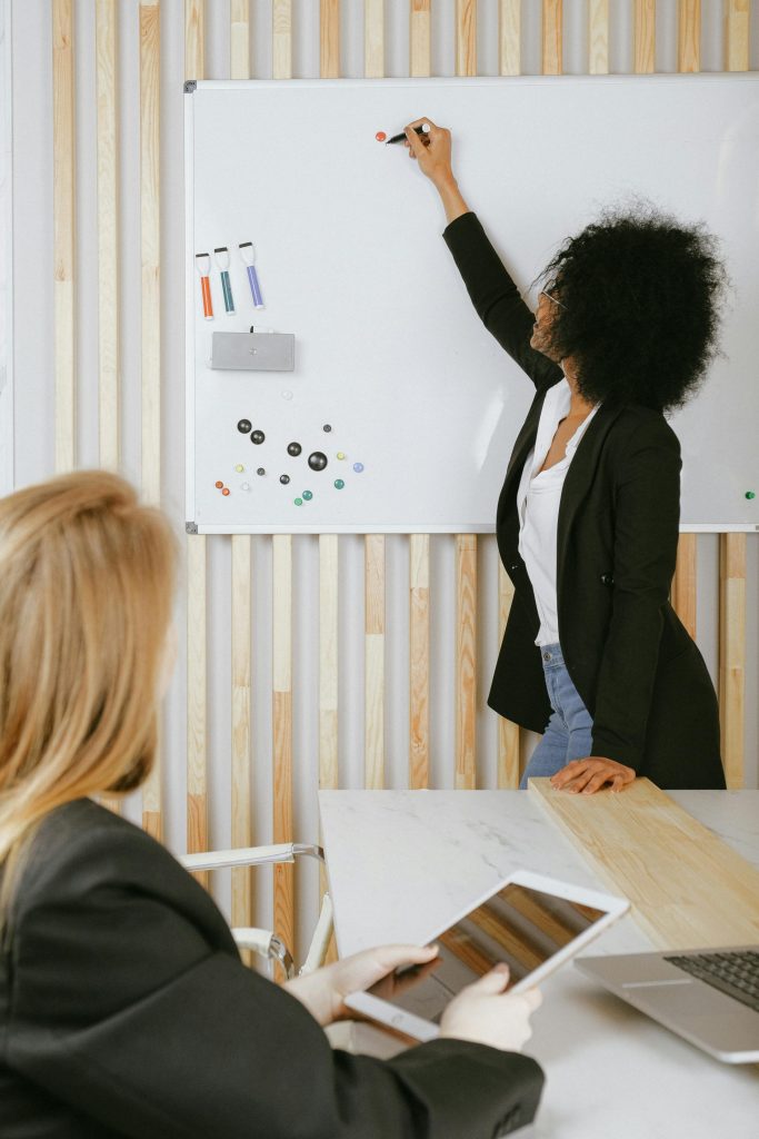 Woman Writing on Whiteboard